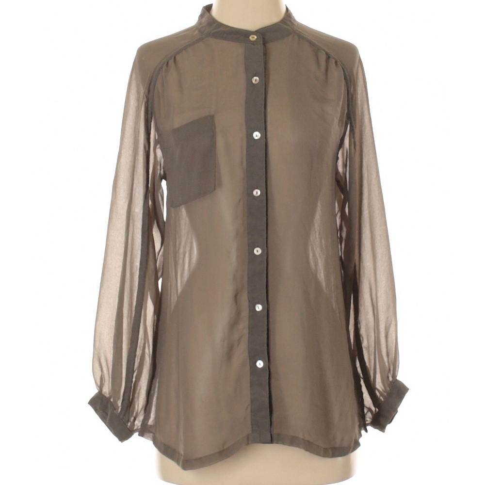 LA Made 3/4 Sleeve Sheer Gray Blouse S